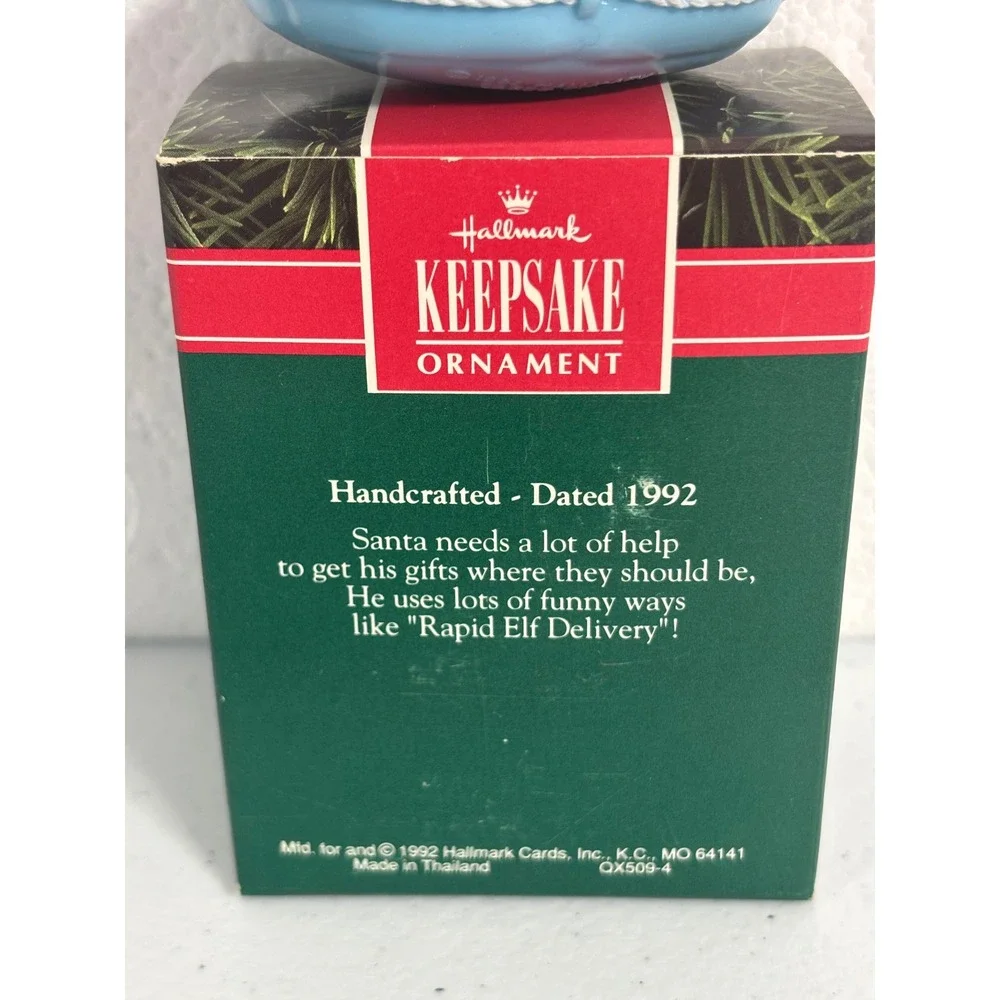 Hallmark Keepsake Ornament 1992 Rapid Delivery Elf‎ Kayak Christmas Tree Decor